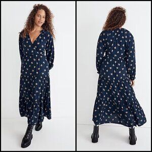 💕MADEWELL💕 Challis Midi Dress ~ Brittanica Floral Print Large L NWT
